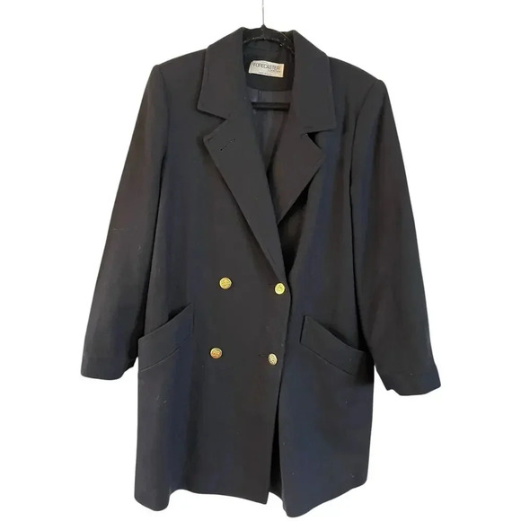 VTG Forecaster Of Boston Women’s 100% Wool Double Breasted Coat Black Size 8 - Picture 1 of 11